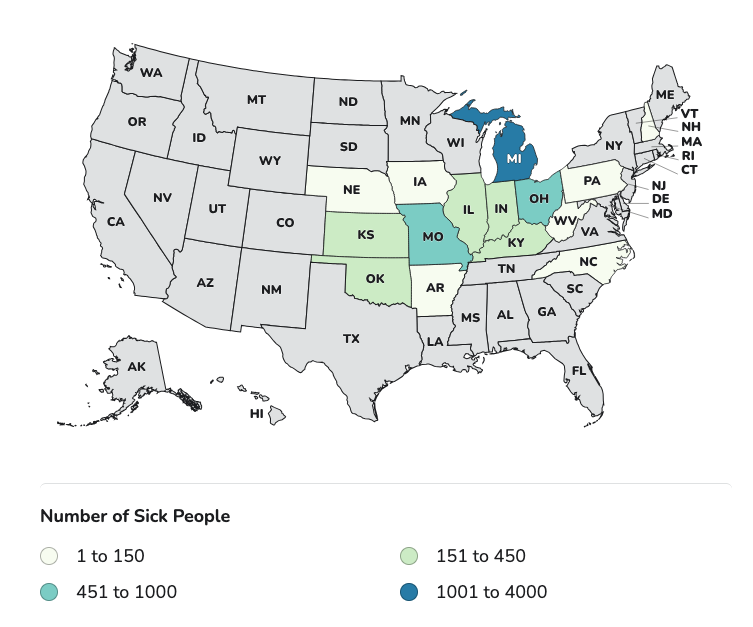 The location of cyclosporo. Mostly in Michigan